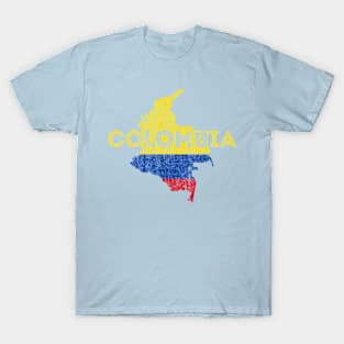 Colombia Map Shape and Flag T-Shirt